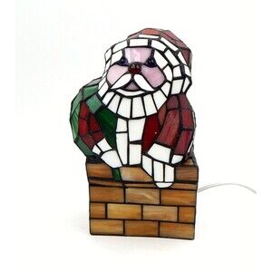 Elements Stained Glass Santa Multicolored Tiffany Style Electric Table Lamp